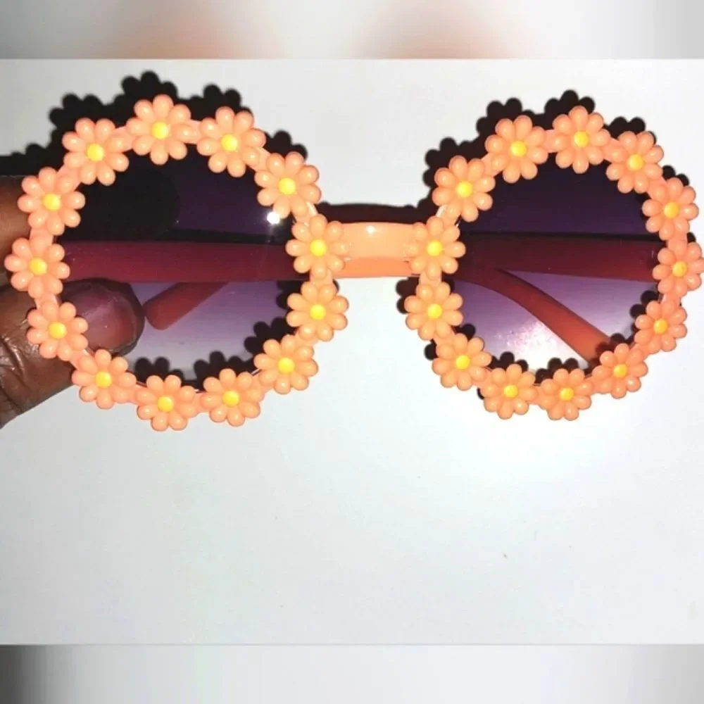 Orange Super cute floral rim kids sunglasses